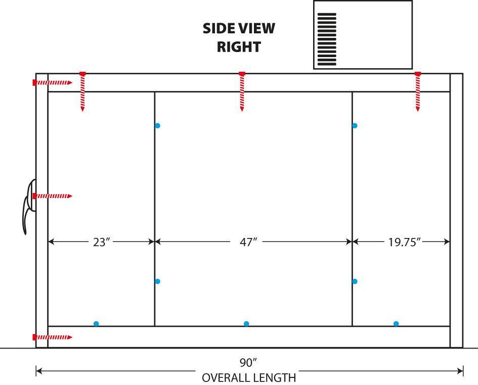 Drawing of 3 tier mortuary freezer width - DO NOT COPY