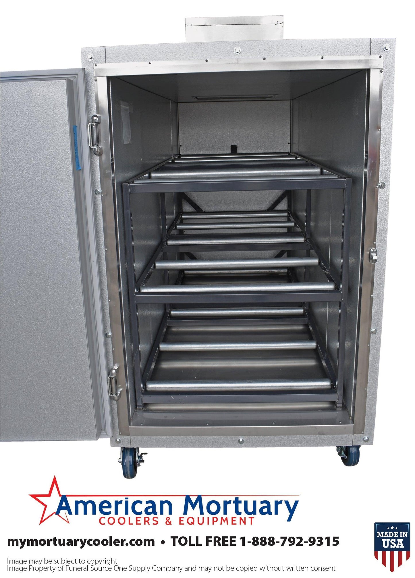 3 Body Oversized Mortuary Cooler with Interior Rolling Rack  Model# 3BX