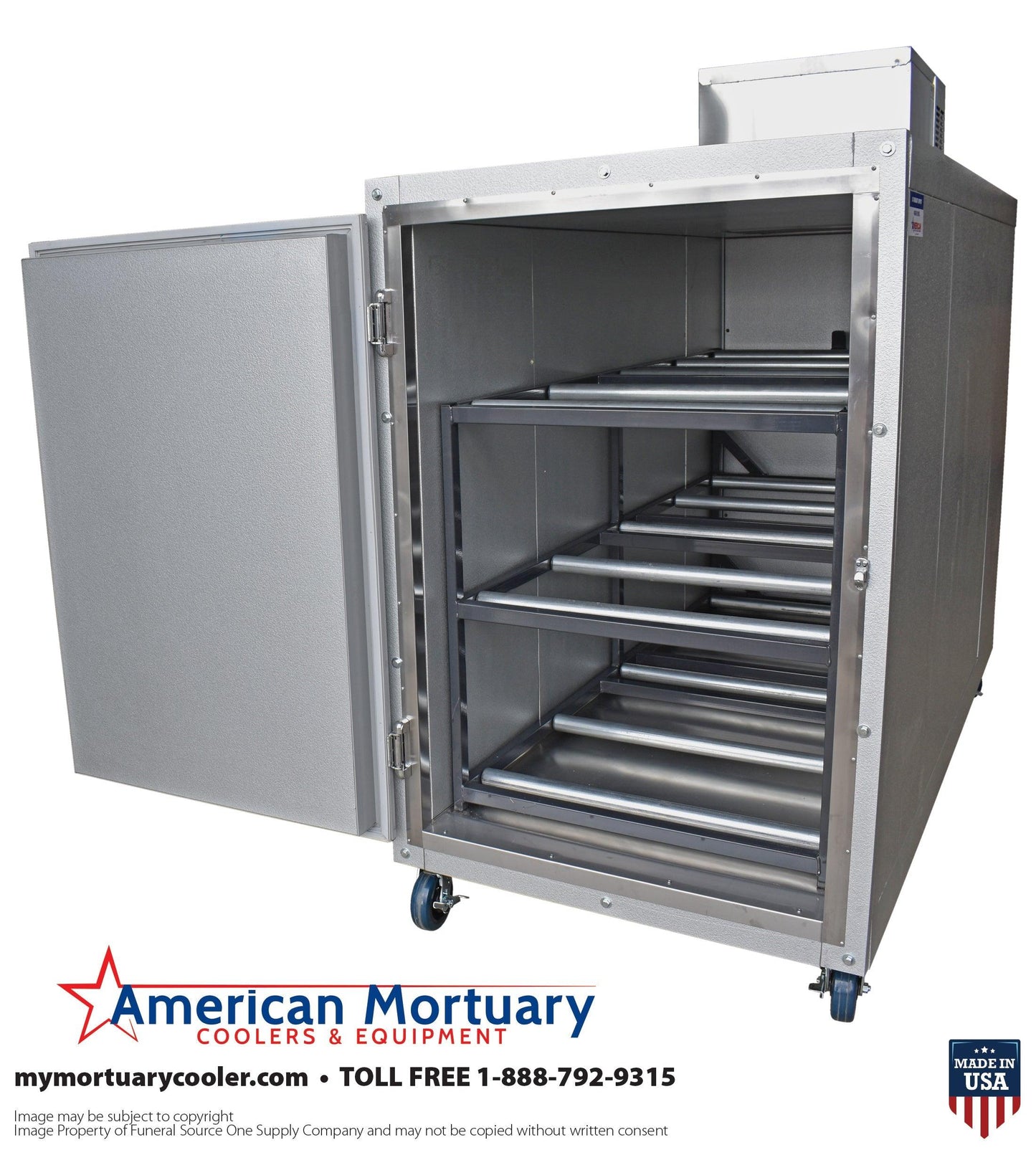 3 Body Oversized Mortuary Cooler with Interior Rolling Rack  Model# 3BX