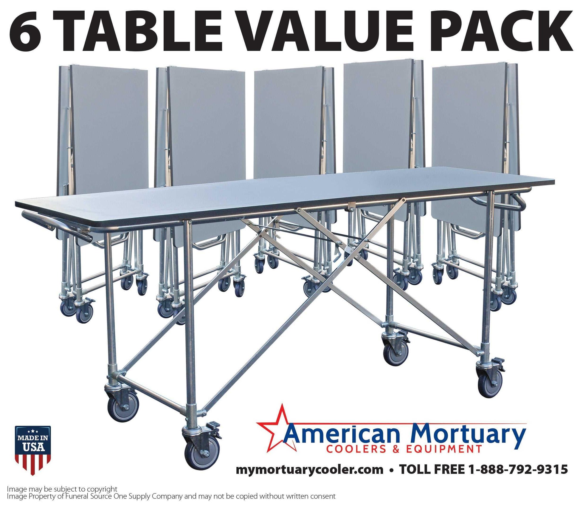 Folding Dressing Table 6-Pack -  American Mortuary Coolers Powered by Funeral Source One Supply Company 