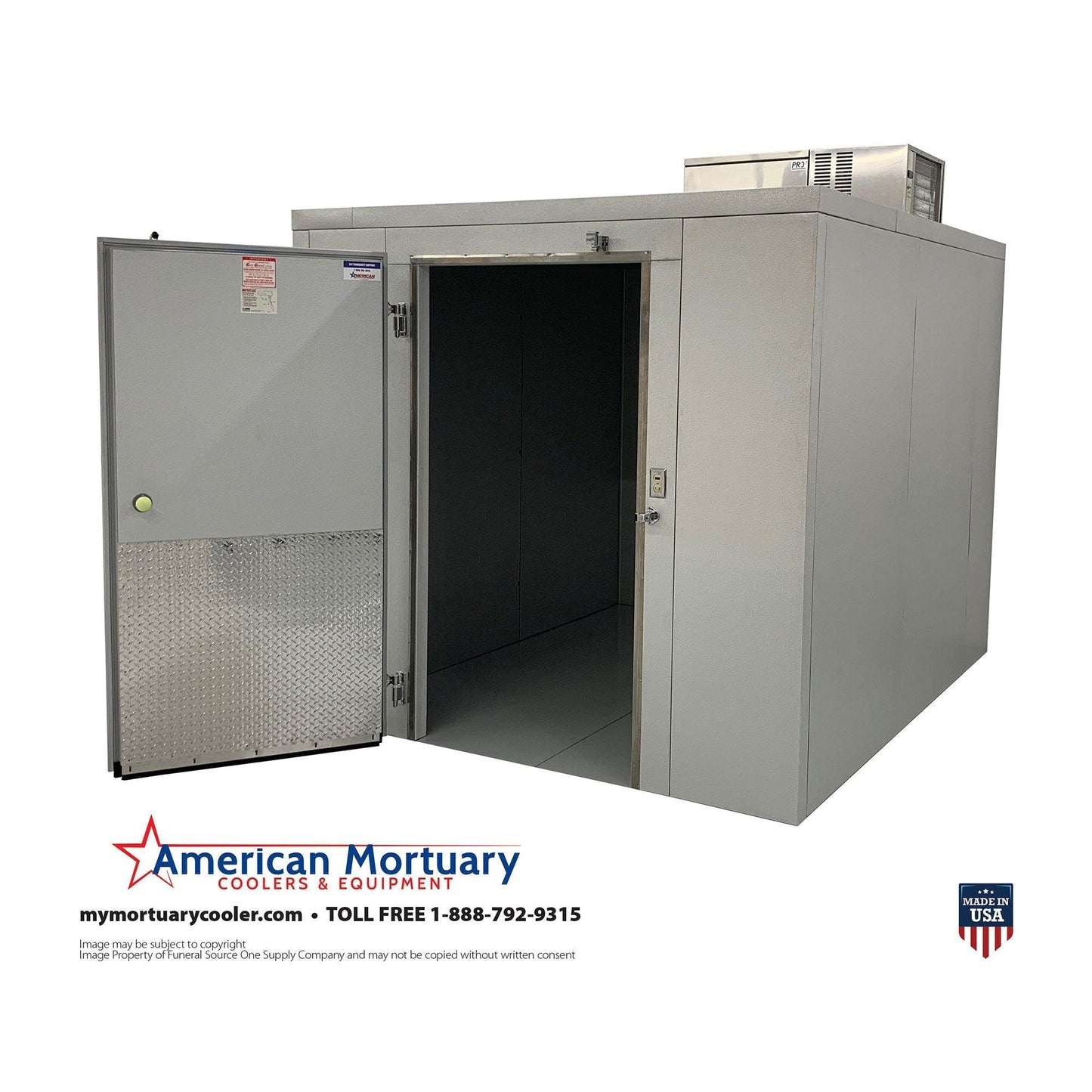 8 x 10 Walk-In Mortuary Morgue Cooler by American Mortuary - American Mortuary Coolers Powered by Funeral Source One Supply Company 