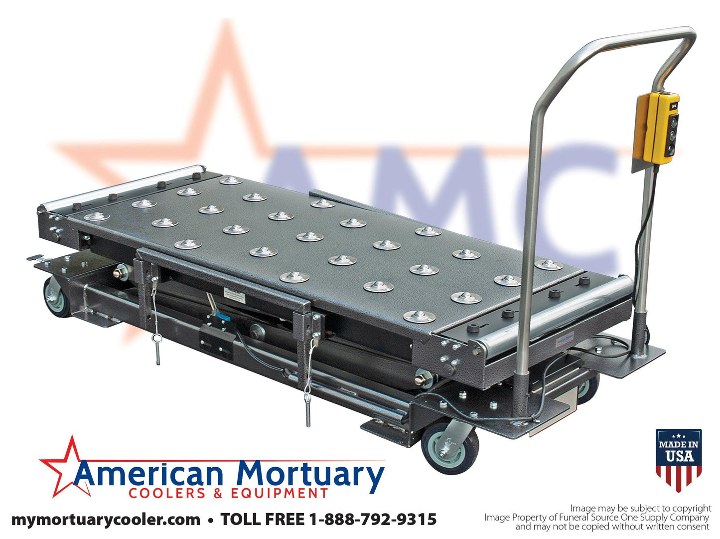 HD 1000 Low Load Powered Crematory Lift -  American Mortuary Coolers Powered by Funeral Source One Supply Company 