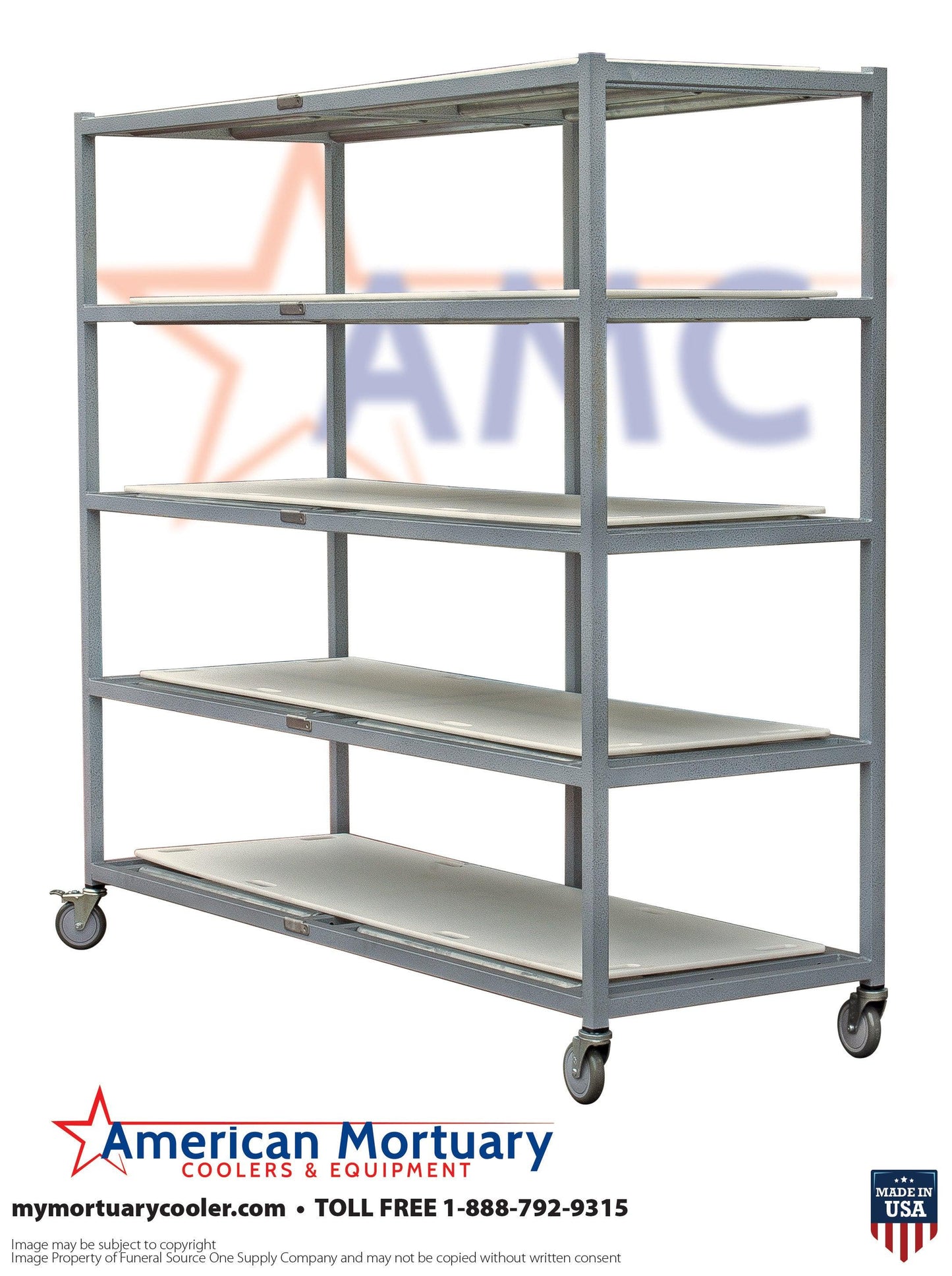 5-Tier Side Loading Mortuary Rack Model#5TR-SL